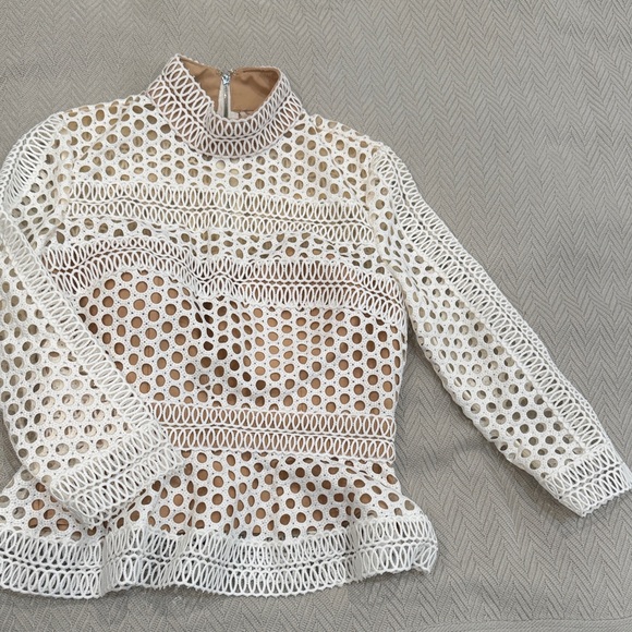 Jovani Tops - Jovani White Lace Long Sleeve Top